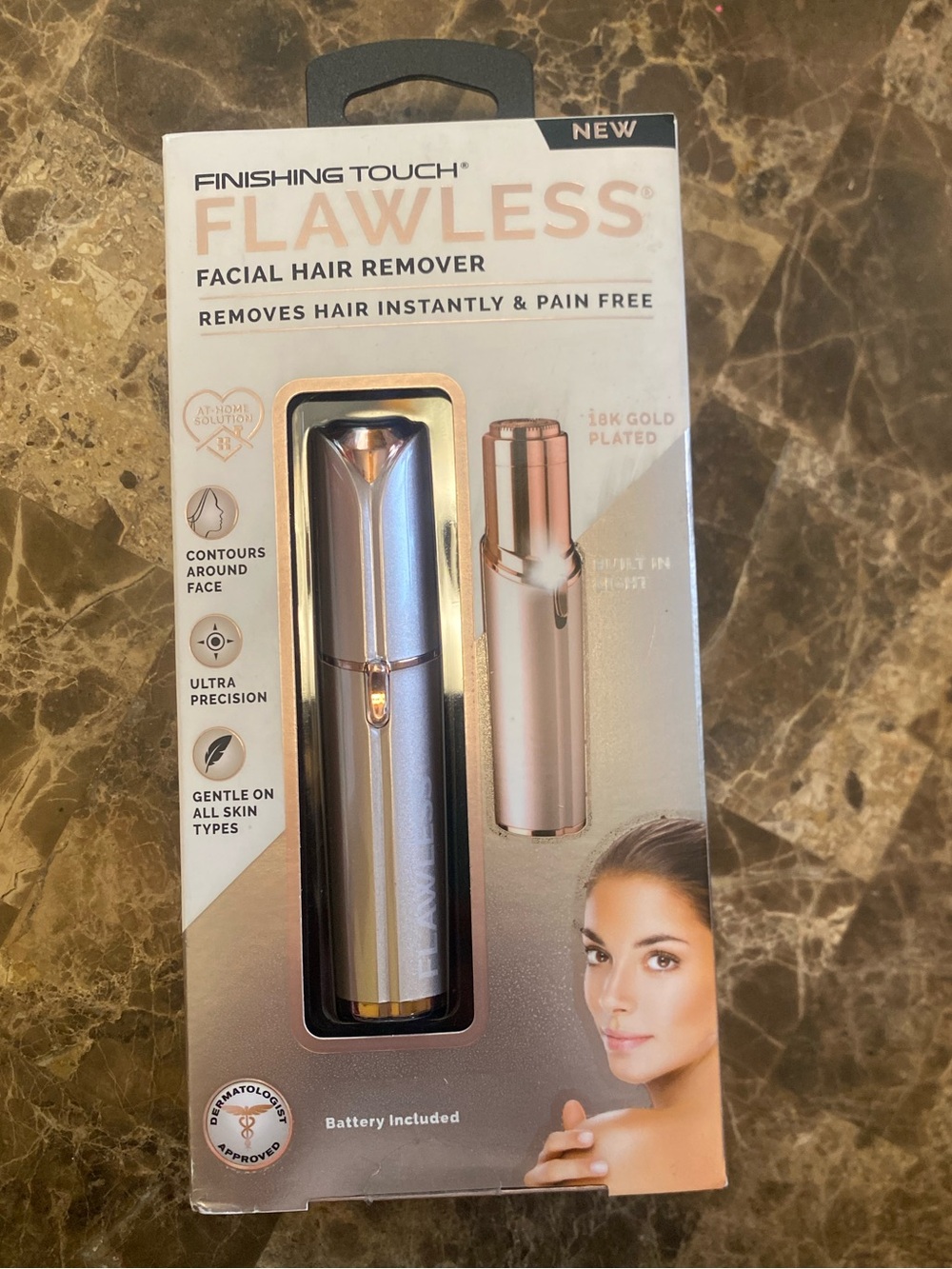 Finishing Touch Flawless Rose Gold Facial Hair Remover - Compact Precision